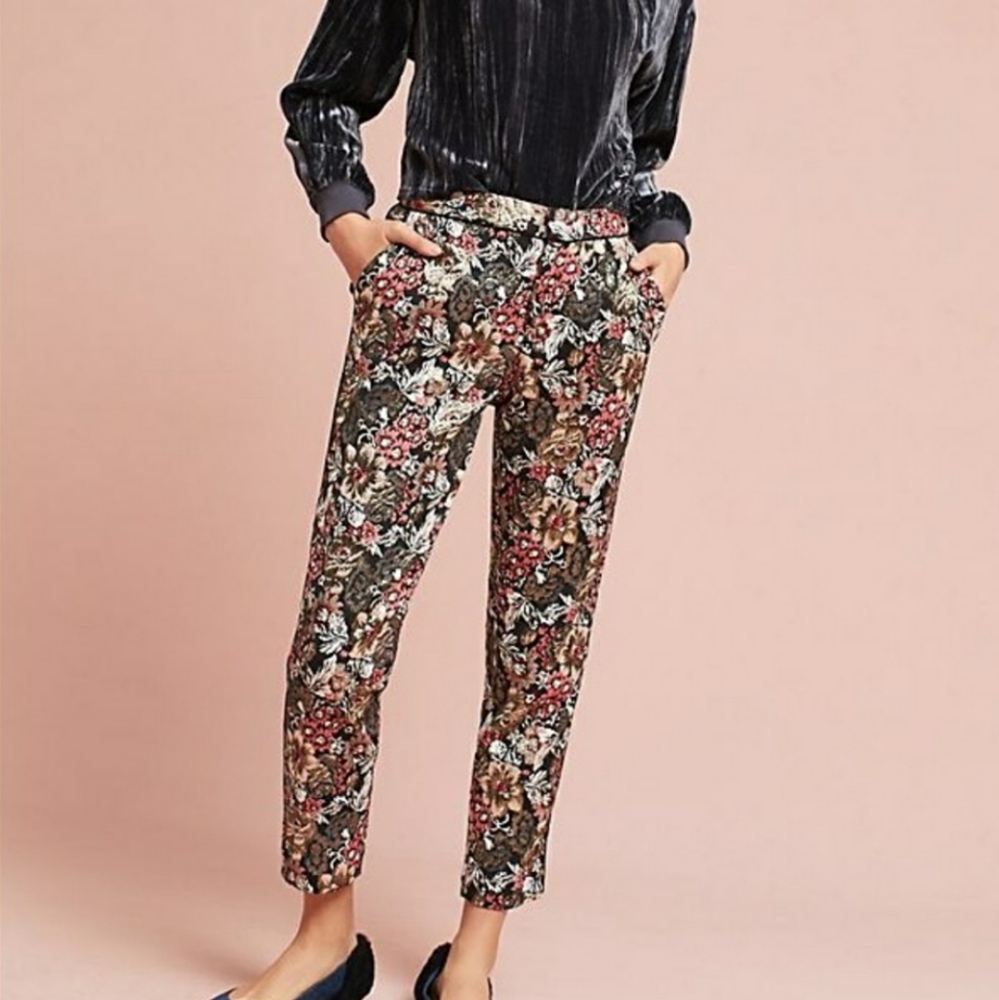 NEW!! Anthropologie Maeve Floral Jaquard Pants